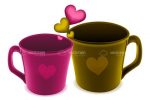 Colorful Coffee Cups or Mugs with Hearts